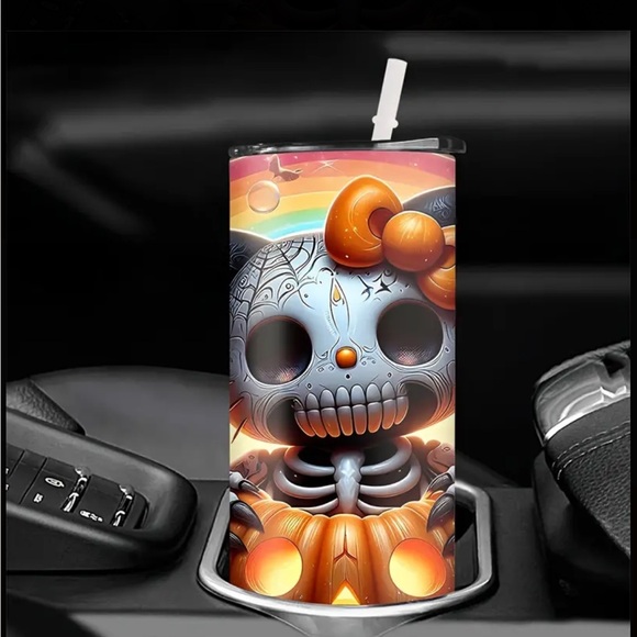 🆕 Hello Kitty “Day of the Dead” Stainless Steel Insulated Tumbler w/ Straw 20oz - Picture 6 of 9